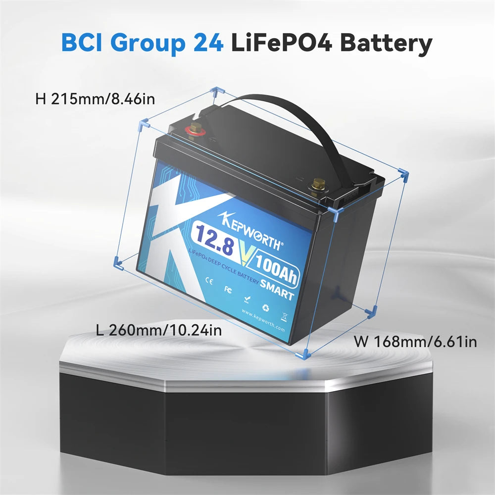 12V 100Ah Deep Bluetooth Built-in 100A BMS for Trolling Motor, Boat, Rv, Solar, Backups