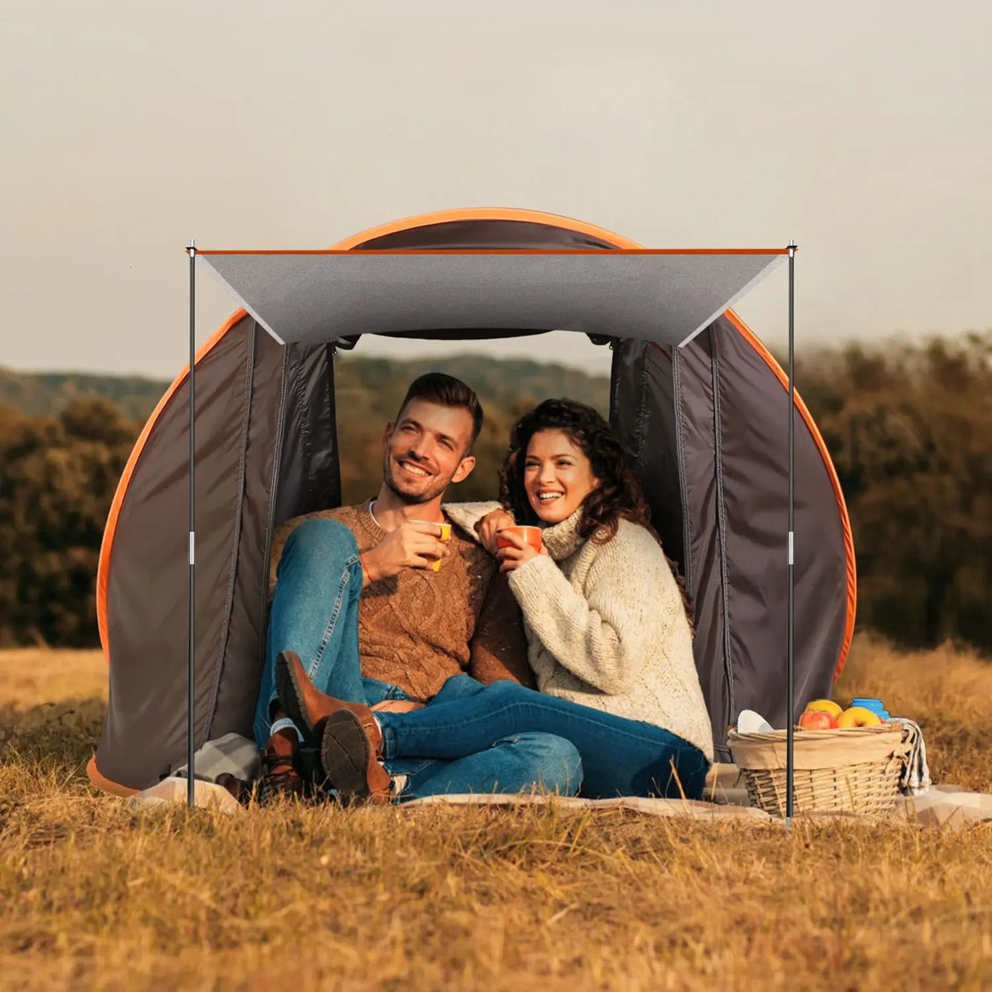3-4 Person Pop Up Tent Automatic Setup Camping Tent I