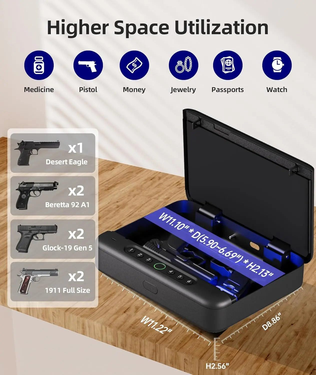 Gun Safe,For Handgun,With Fingerprint