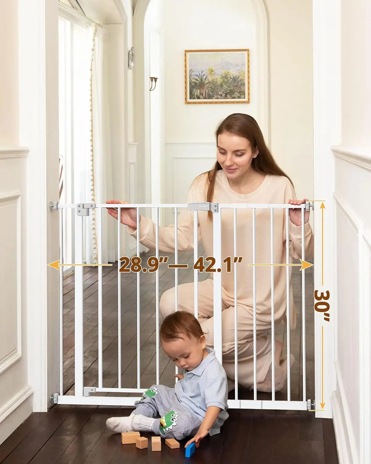 Wide Baby Gate for Stairs & Doorways, 30" Tall