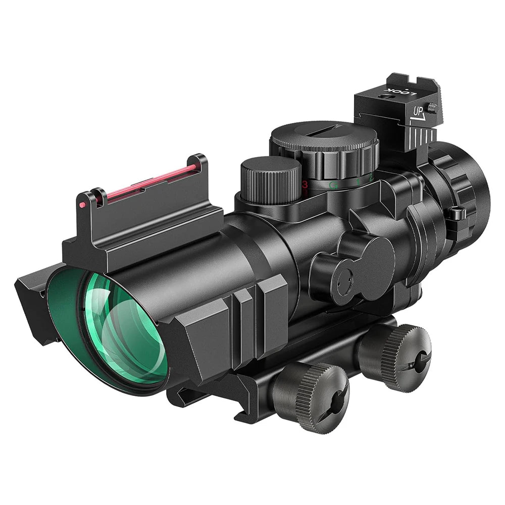 4x32 Tactical Riflescope with Fiber Optic Illuminated Reticle Scopes with 20 mm Picatinny Rail