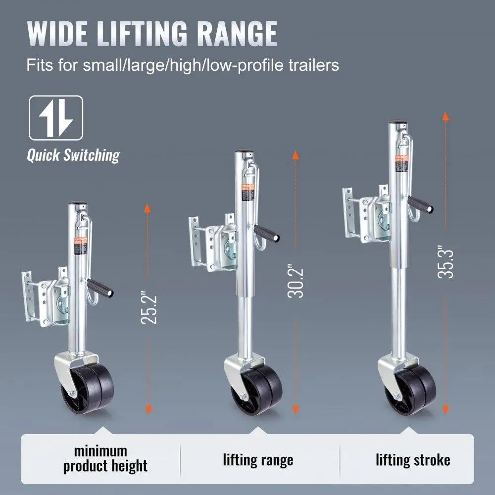 Bolt-on Trailer Tongue Jack Weight Capacity 2000 lb