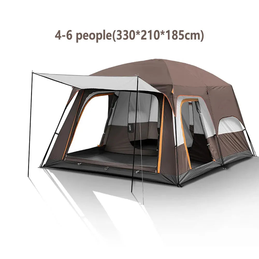 3-12 Person Outdoor Camping Team Tent Oversize 2 Bedrooms