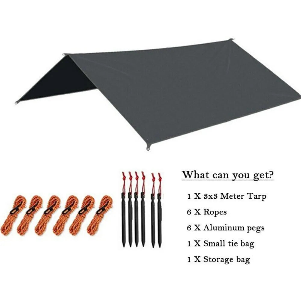 Camping Waterproof Awning Tarp Tent Dark Grey