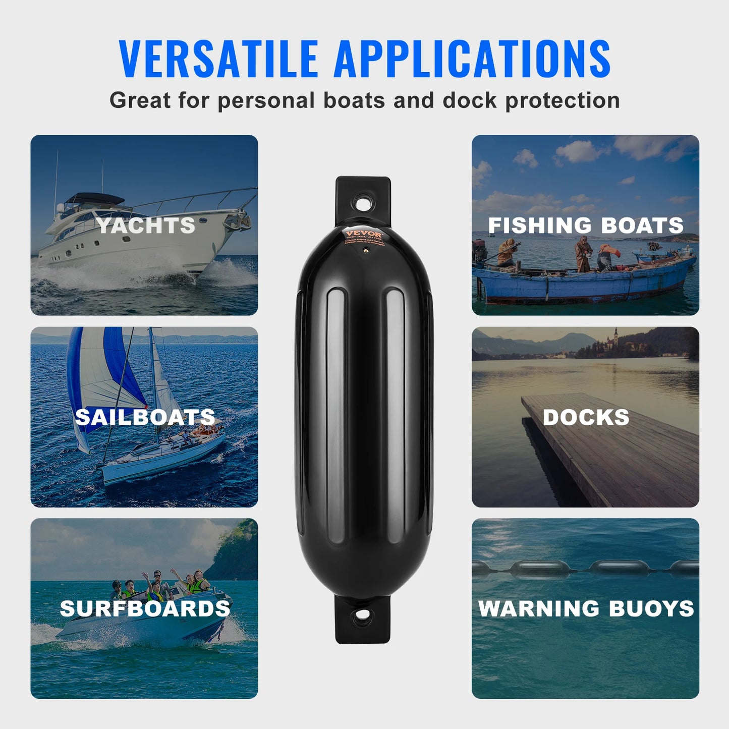 Inflatable Ribbed Fender with Center Holes Boat Dock Fender