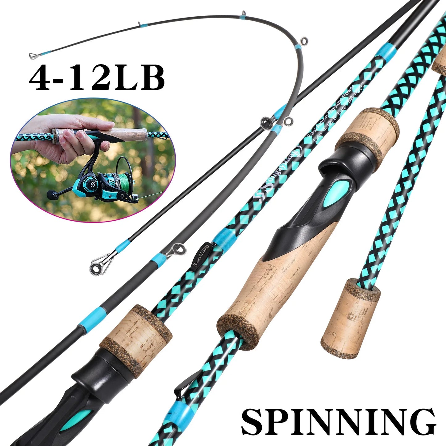 Carbon Ultra Light Rod with Cork Handle for Freshwater and Saltwater