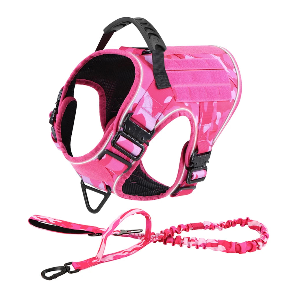 Reflective Dog Harness with 4 Metal Buckles