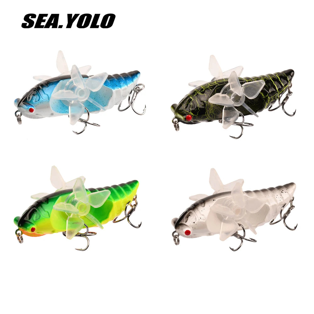 1 PC Popper Spin Fishing Lure Floating Artificial Spinning Baits