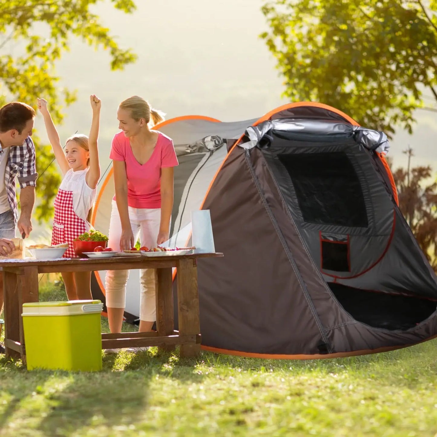 3-4 Person Pop Up Tent Automatic Setup Camping Tent I