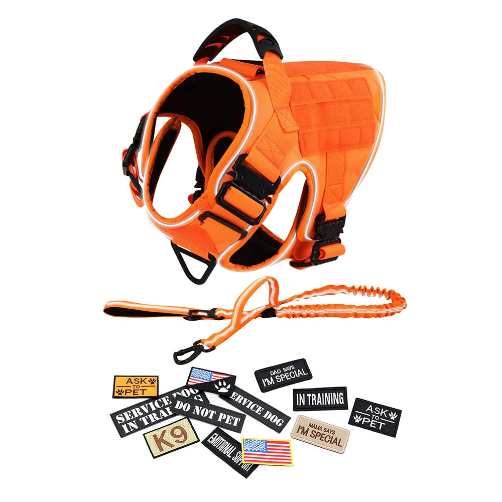 Reflective Dog Harness with 4 Metal Buckles