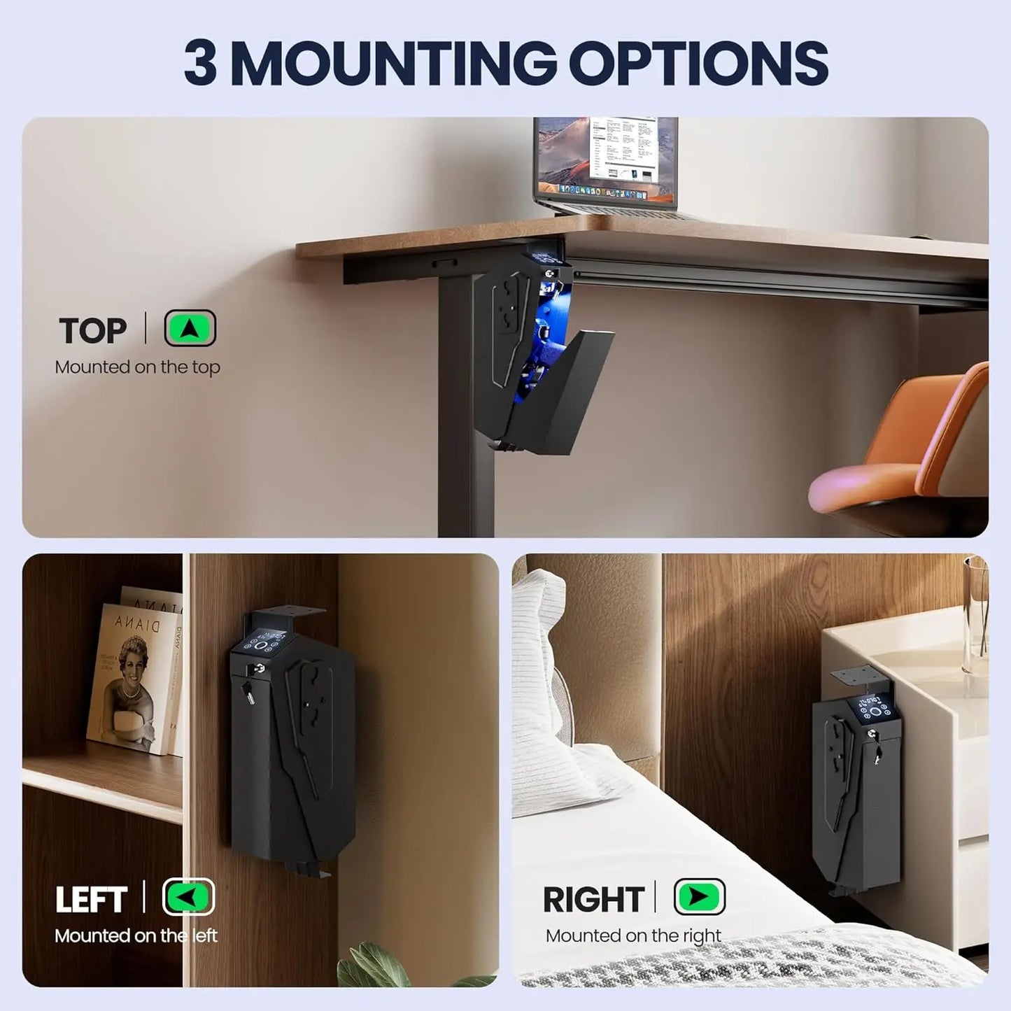 Nightstand Pistol Safe with Fingerprint & Passcode