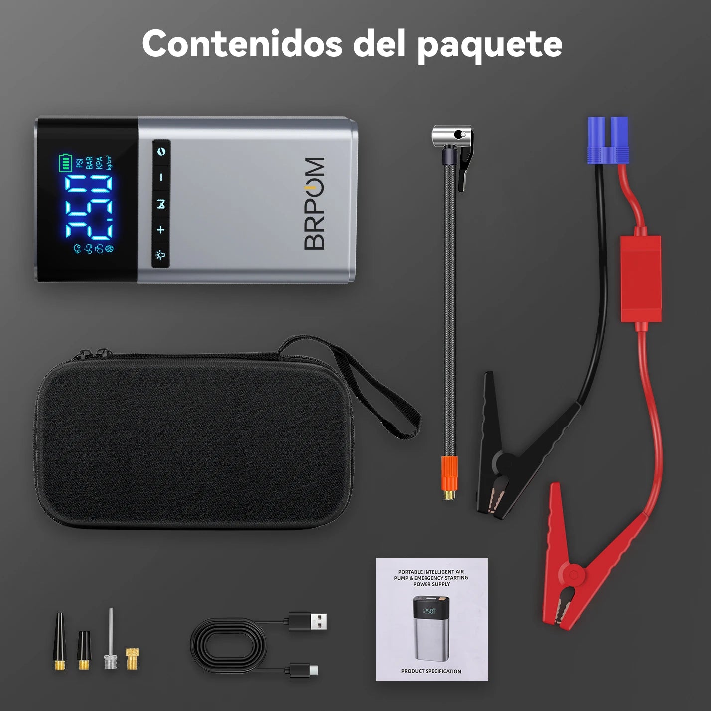 Car Jump Starter Air Pump 4 in 1 Portable Air Compressor