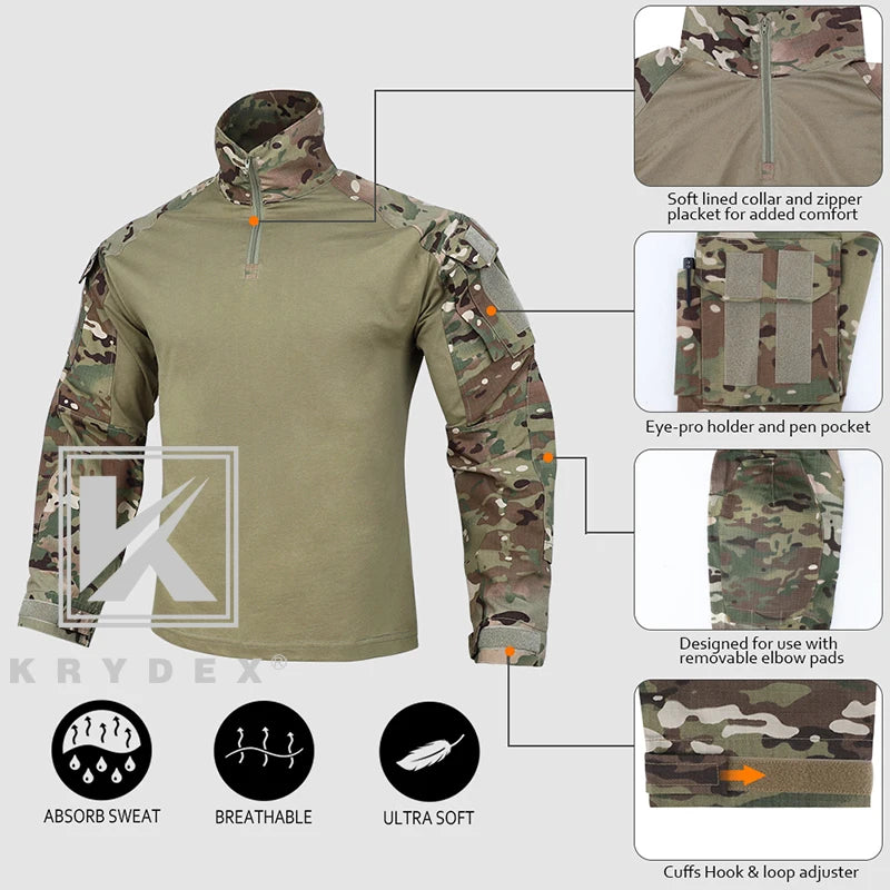Combat Shirt with Elbow Pads For Hunting Outdoor Tops