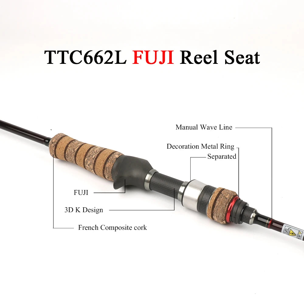 6'6'' Baitcasting Casting Spinning Lure Fishing Rod