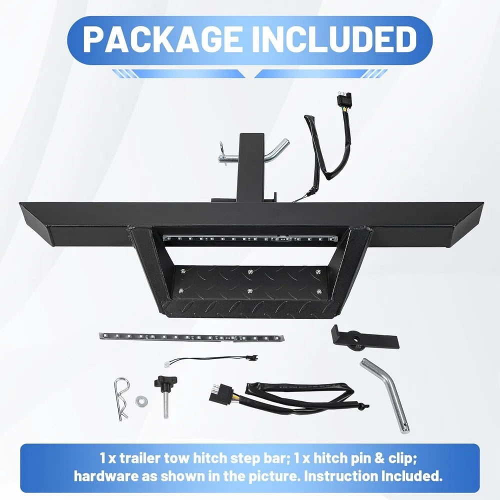 Universal Drop Hitch Step w/LED Brake Light for 2" Receiver
