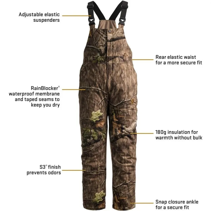 SCENTBLOCKER Insulated Waterproof Camo Hunting Bibs for Men