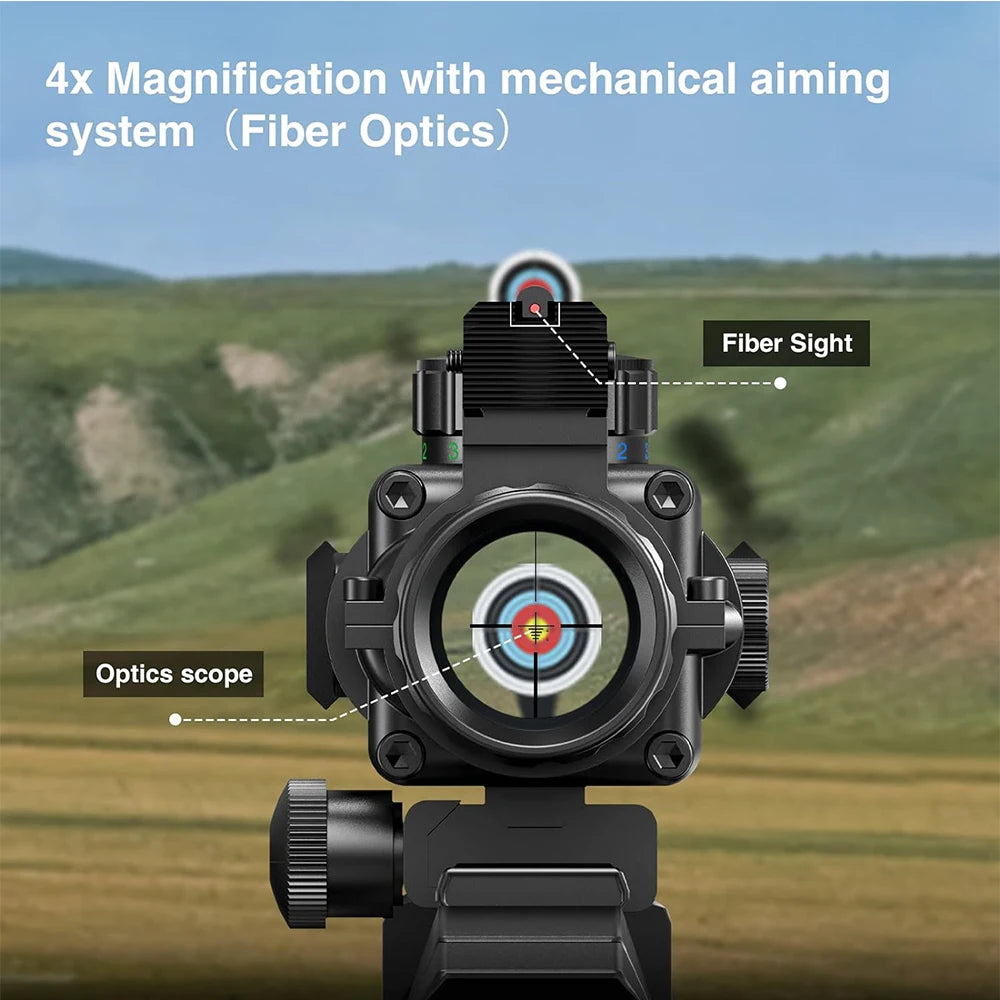 4x32 Tactical Riflescope with Fiber Optic Illuminated Reticle Scopes with 20 mm Picatinny Rail