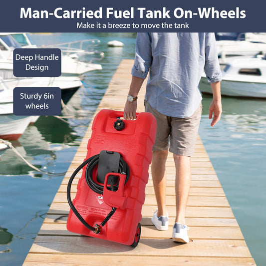 15 Gallon Portable Gas Fuel Tank Siphon Pump And 10ft Hose