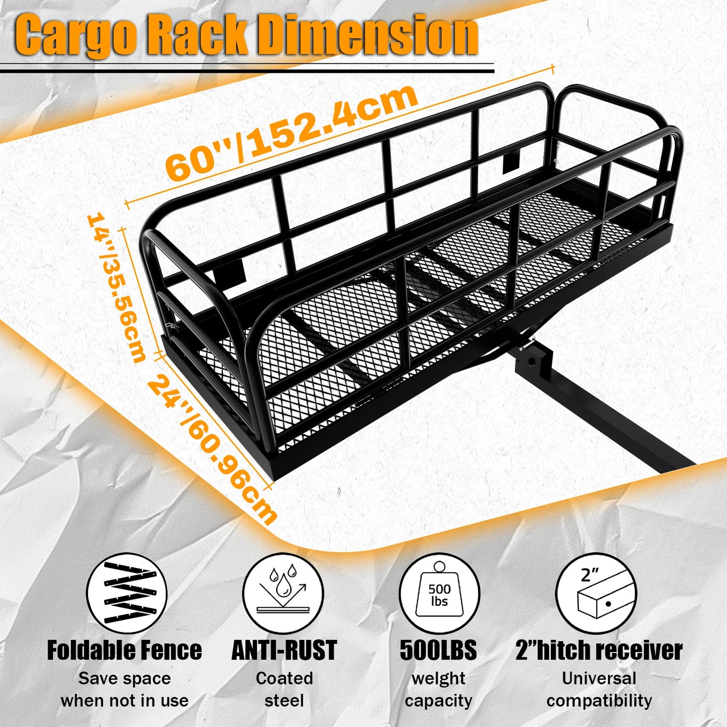 Trailer Hitch Cargo Carrier Rack 500 Lbs,Heavy Duty Steel