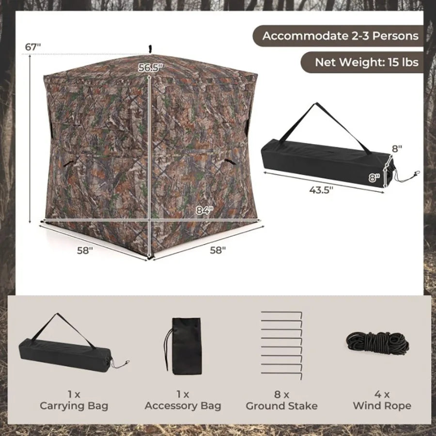 Hunting Blind 360 Degree SeeThrough OneWay View Outdoor