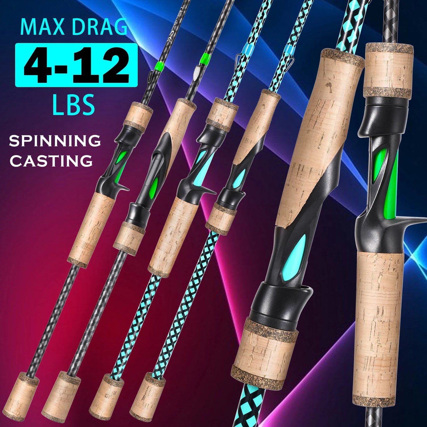 Carbon Ultra Light Rod with Cork Handle for Freshwater and Saltwater