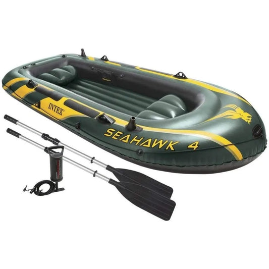 Seahawk Inflatable Boat Aluminum Oars and High-Output Pump
