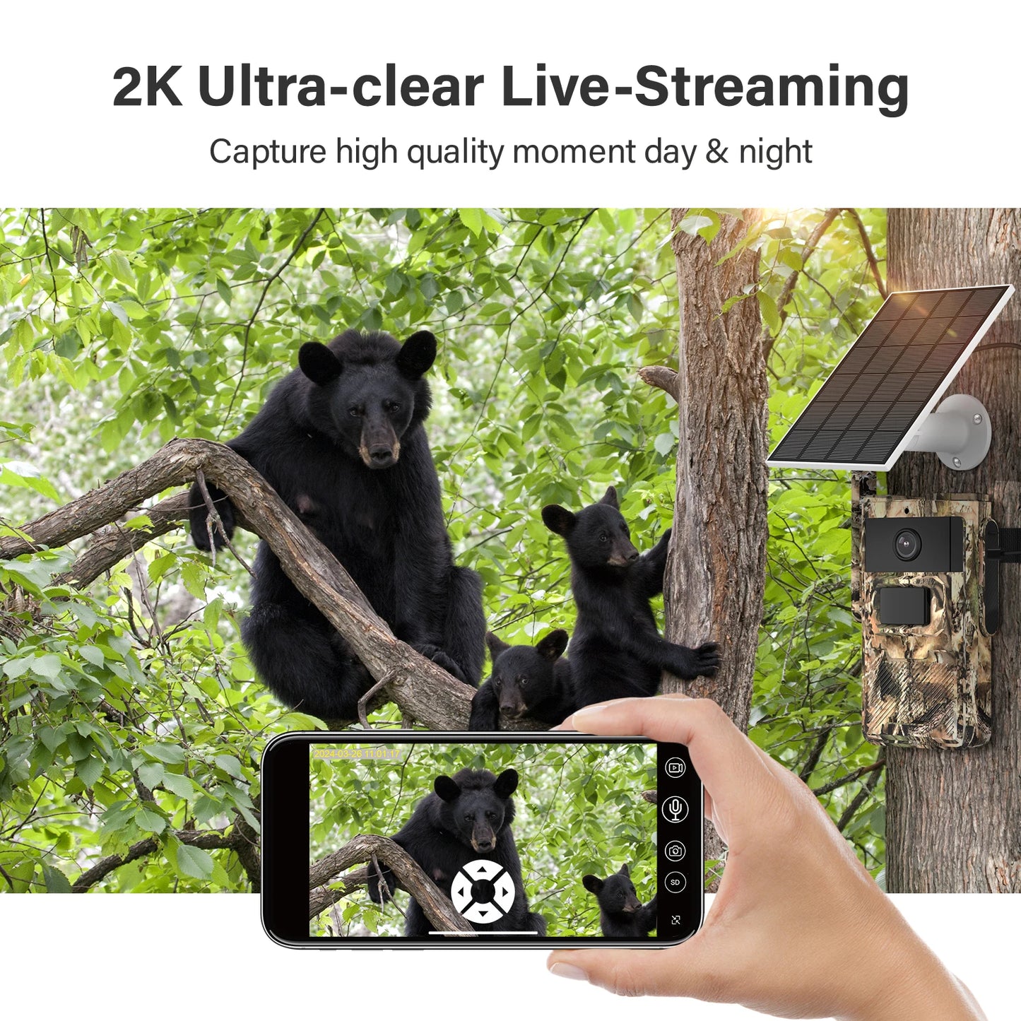 JENNOV Solar Hunting Trail Camera 4G Card With Night Vision