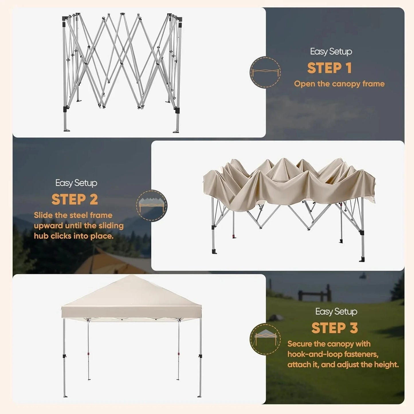 10x10 Pop Up Canopy Tent Instant Gazebo for Outside Camping