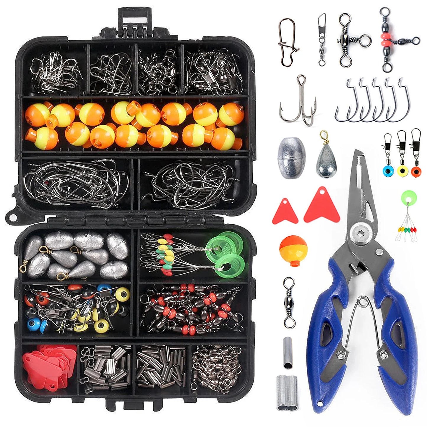 New 263pcs Fishing Accessories Set with Tackle Box and Tools