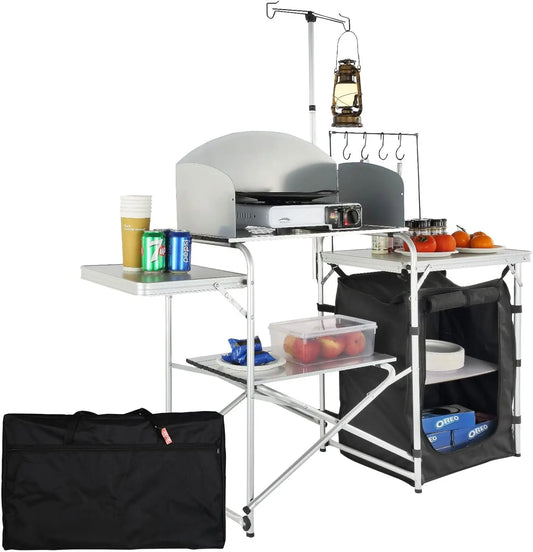 Folding Outdoor Cooking Table with Storage Carrying Bag,