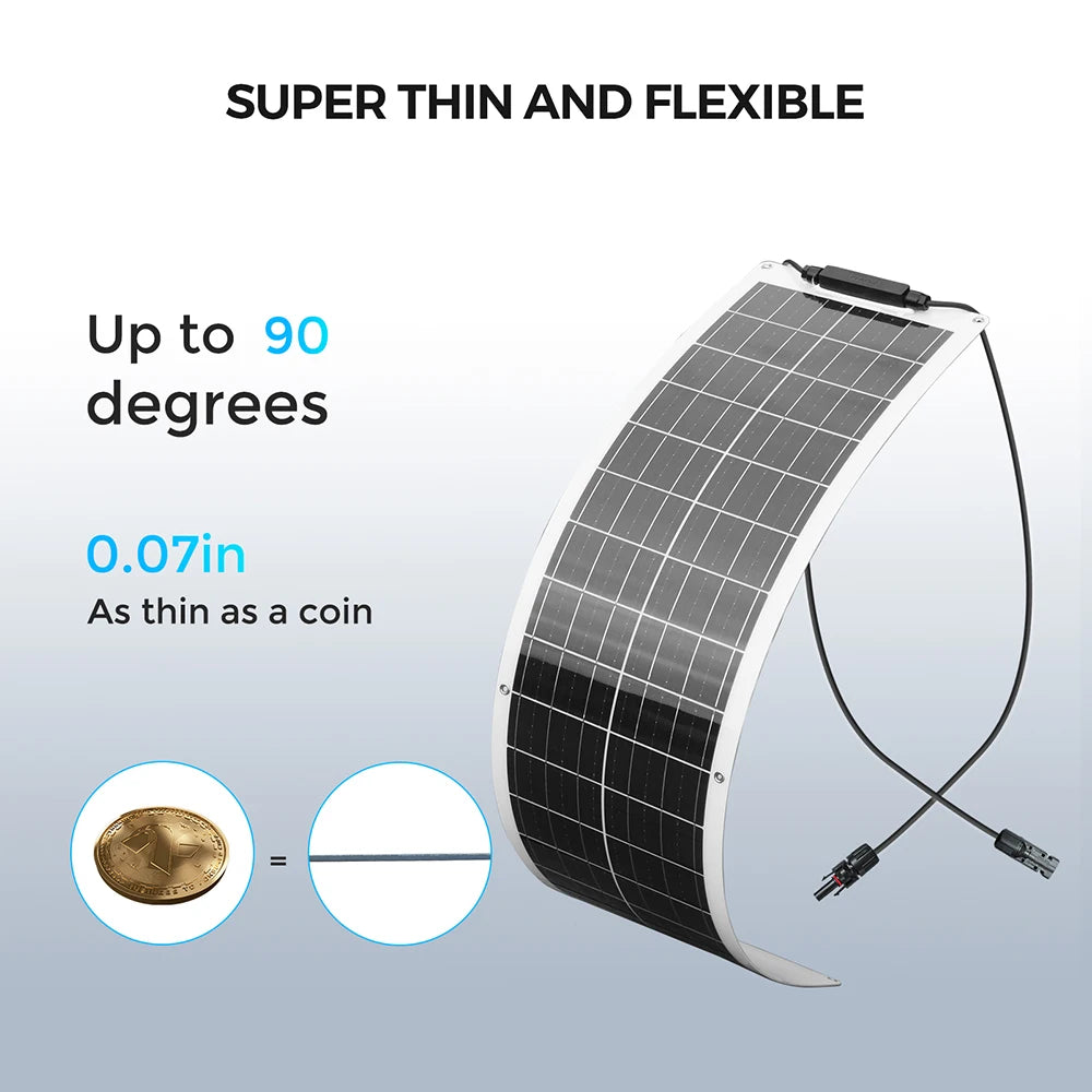 50W OR 100W Flexible Solar Panel, 12V Lightweight
