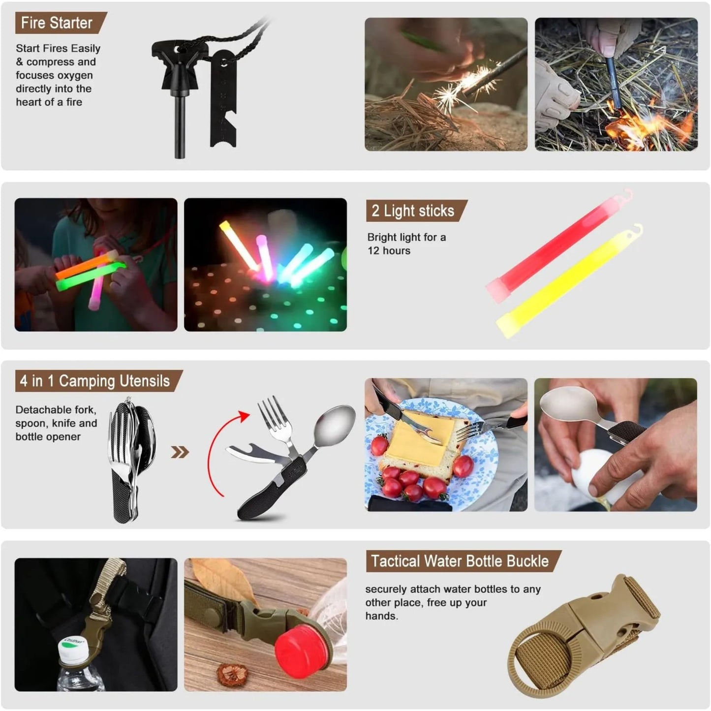 238Pcs Emergency Survival Kit, Professional Survival Gear