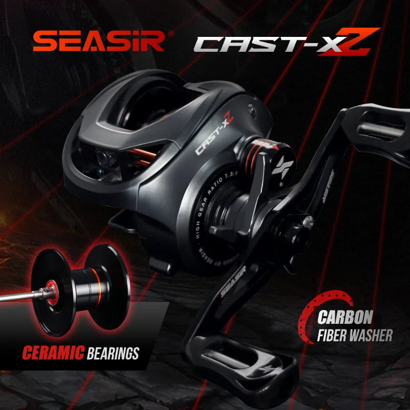 Baitcasting Reel 7.3:1 Hybrid Ceramic Bearing Carbon Fiber Washer