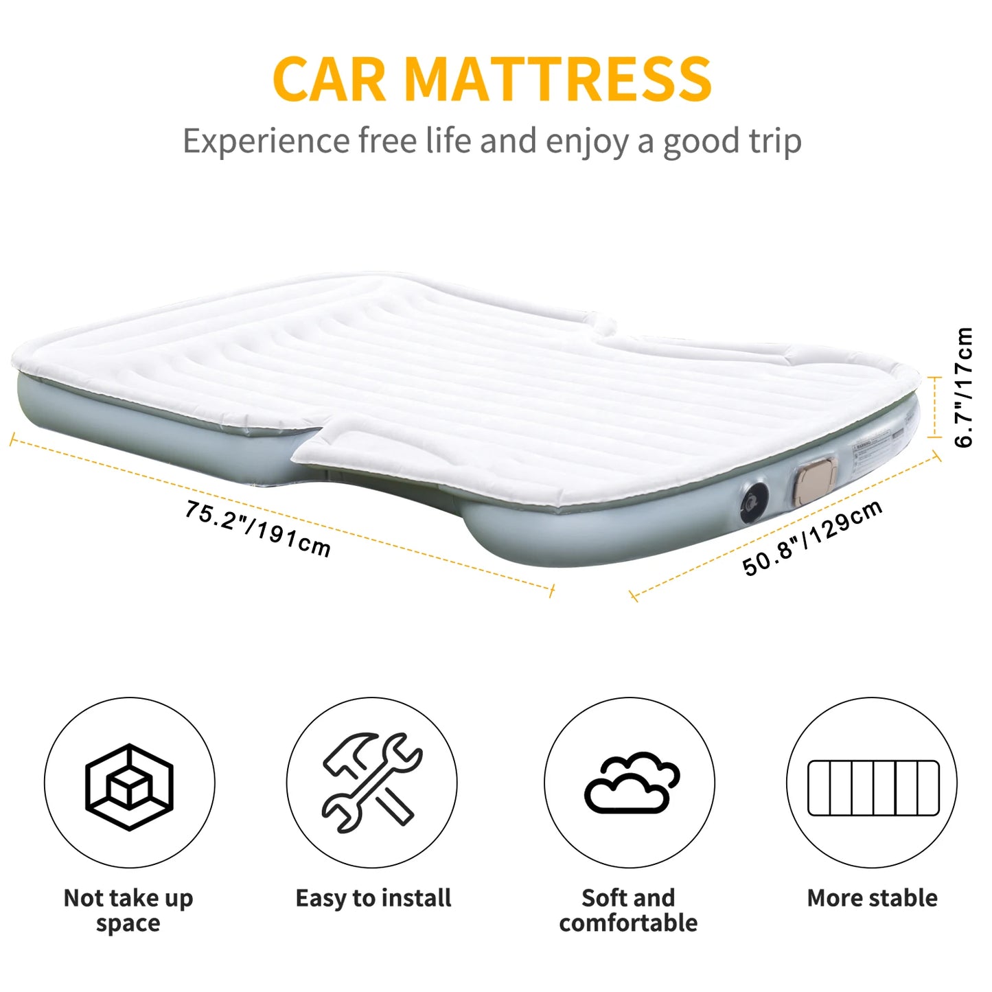 Built-in Electric Pump Thickened and Flocked Car Bed for Travel and Camping Self-Inflating Mattress