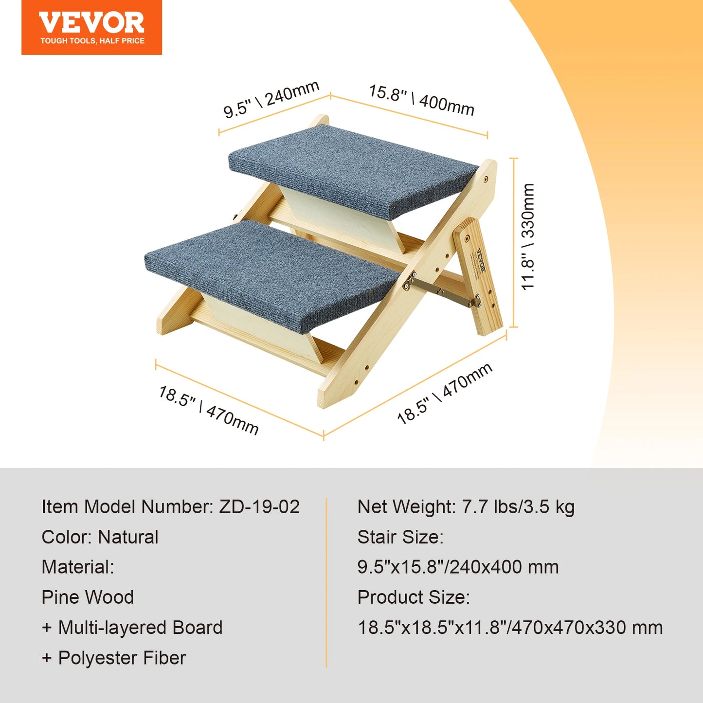 Wooden Pet Steps and Ramp Combo 2-in-1 Design