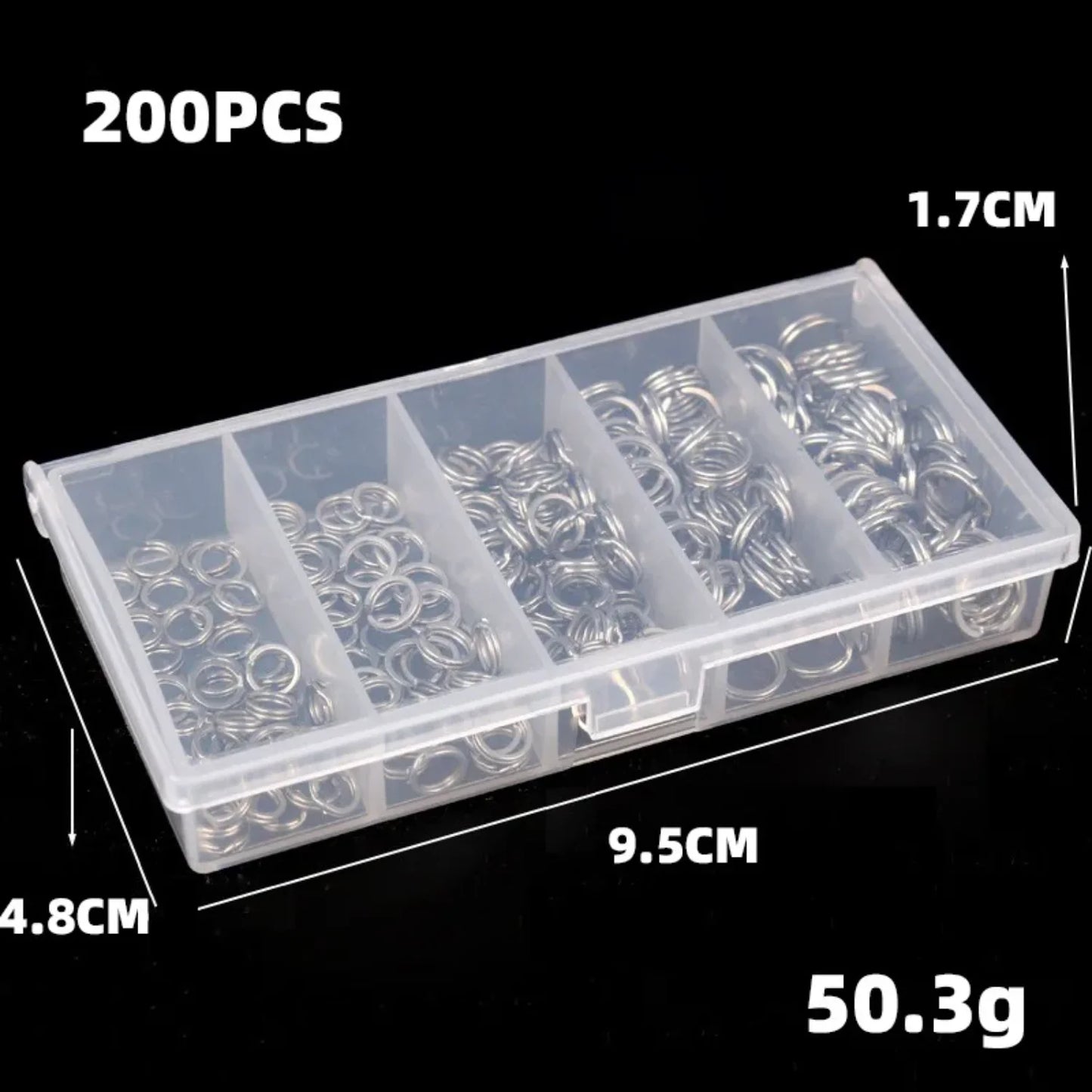 200 Pcs Double Ring Flattened Stainless Steel Swivel Road Lure