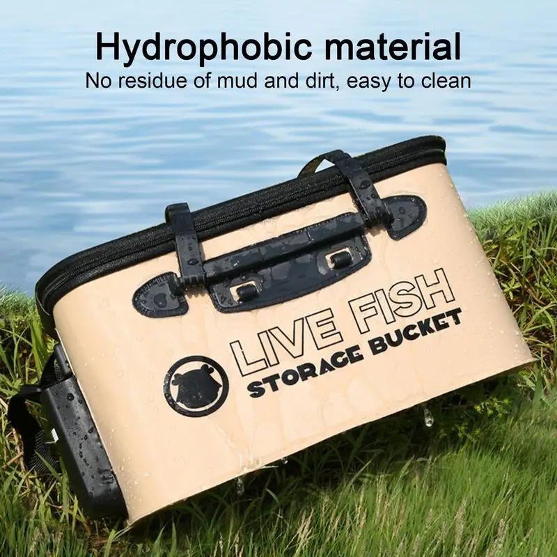 Foldable Live Fish Bucket Fishing Bucket Outdoor Multifunctional EVA Fishing Bag