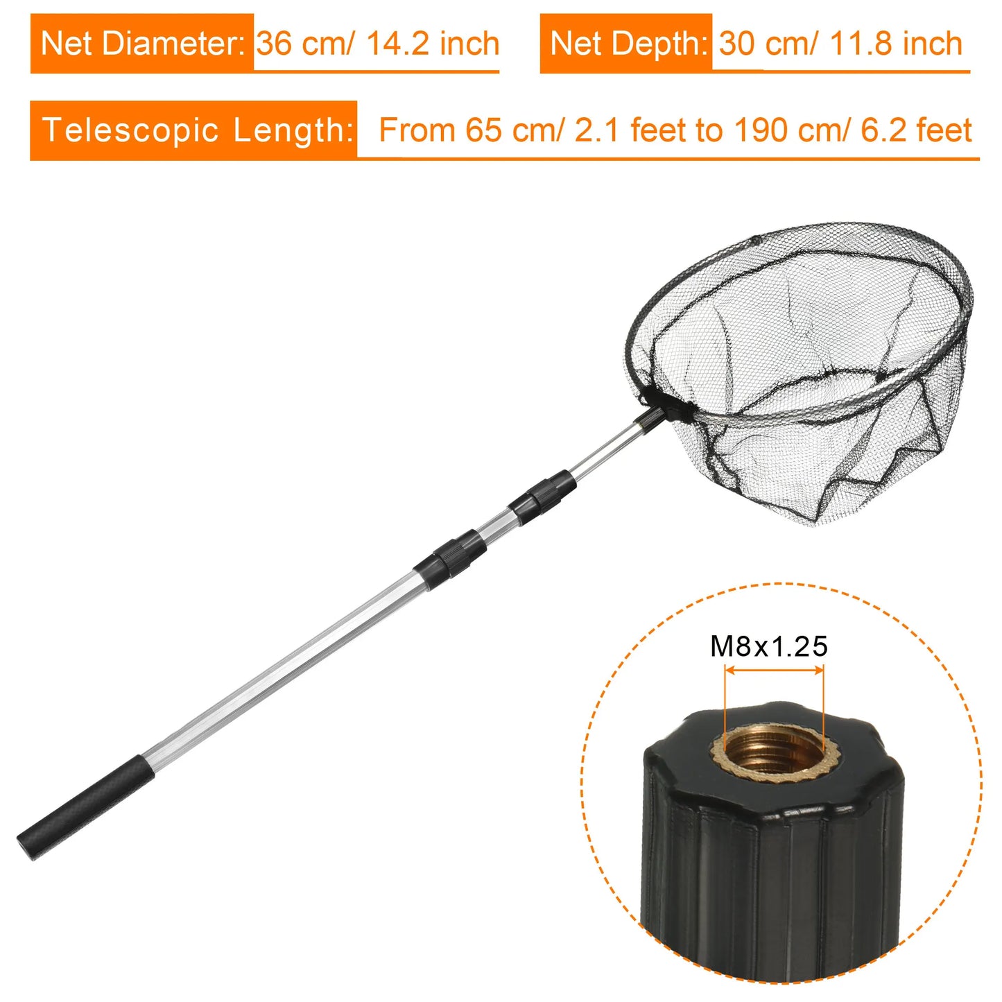 Folding Fishing Net Round Extend to 4.9ft Aluminium Alloy