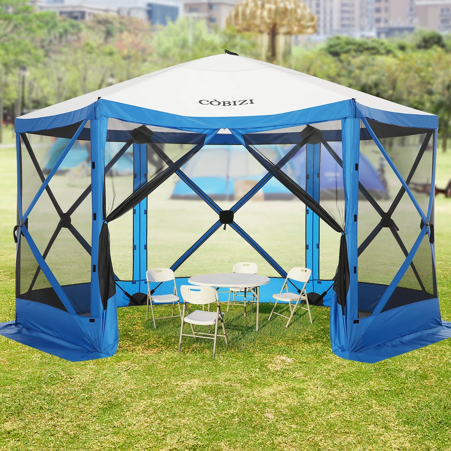12x12ft Pop up Gazebo Screen House Tent with Mosquito Netting,
