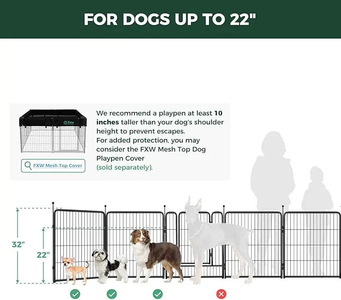 Dog Playpen for Yard, RV Camping, 32 inch 48 Panels