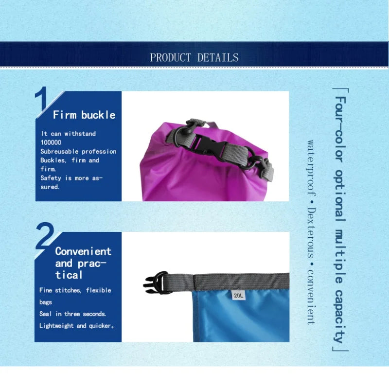 5/10/20/40/70L Trekking Swimming Rafting Kayak River Fishing Outdoor Waterbag