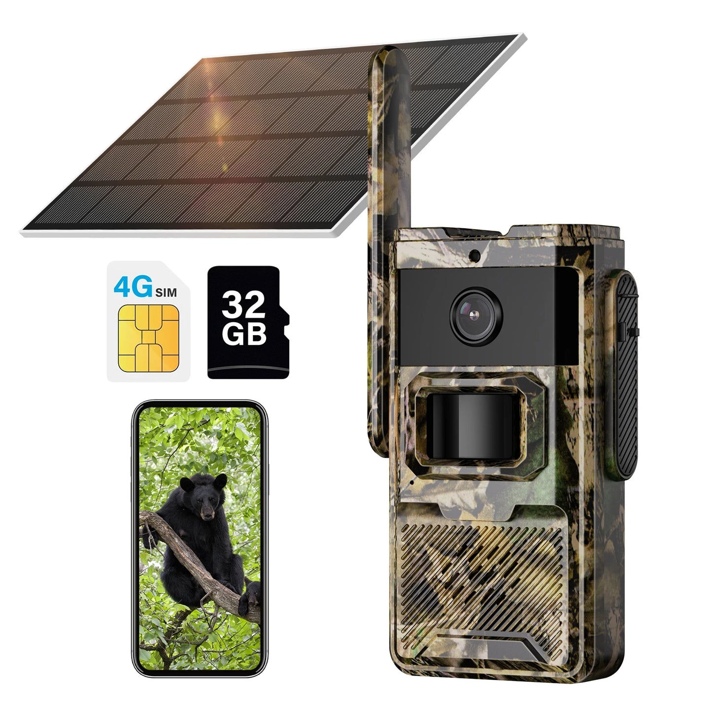 JENNOV Solar Hunting Trail Camera 4G Card With Night Vision
