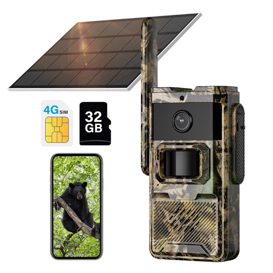 JENNOV Solar Hunting Trail Camera 4G Card With Night Vision