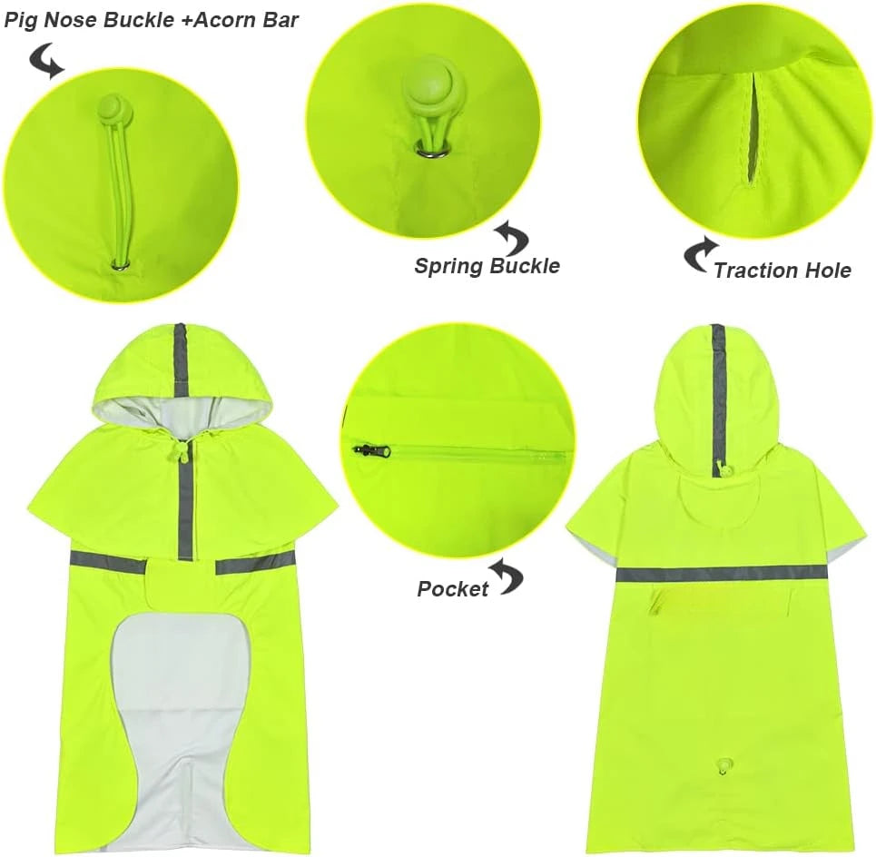 Pet Raincoat Poncho Waterproof for Medium Large Sized