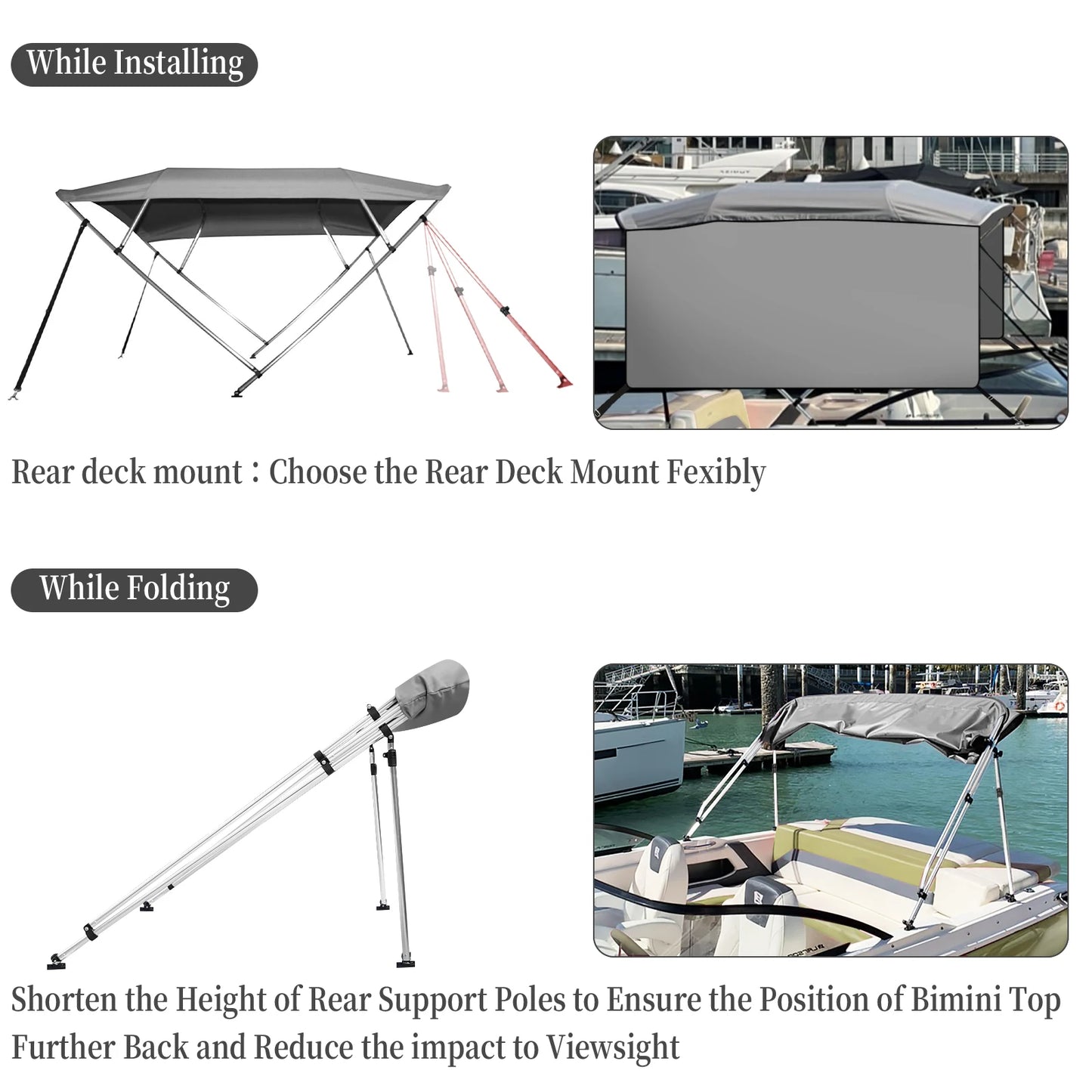 Top Boat Cover with Aluminum Alloy Frame 600D Marine Grade Fabric