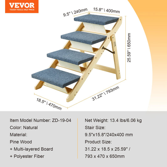 Wooden Pet Steps and Ramp Combo 2-in-1 Design