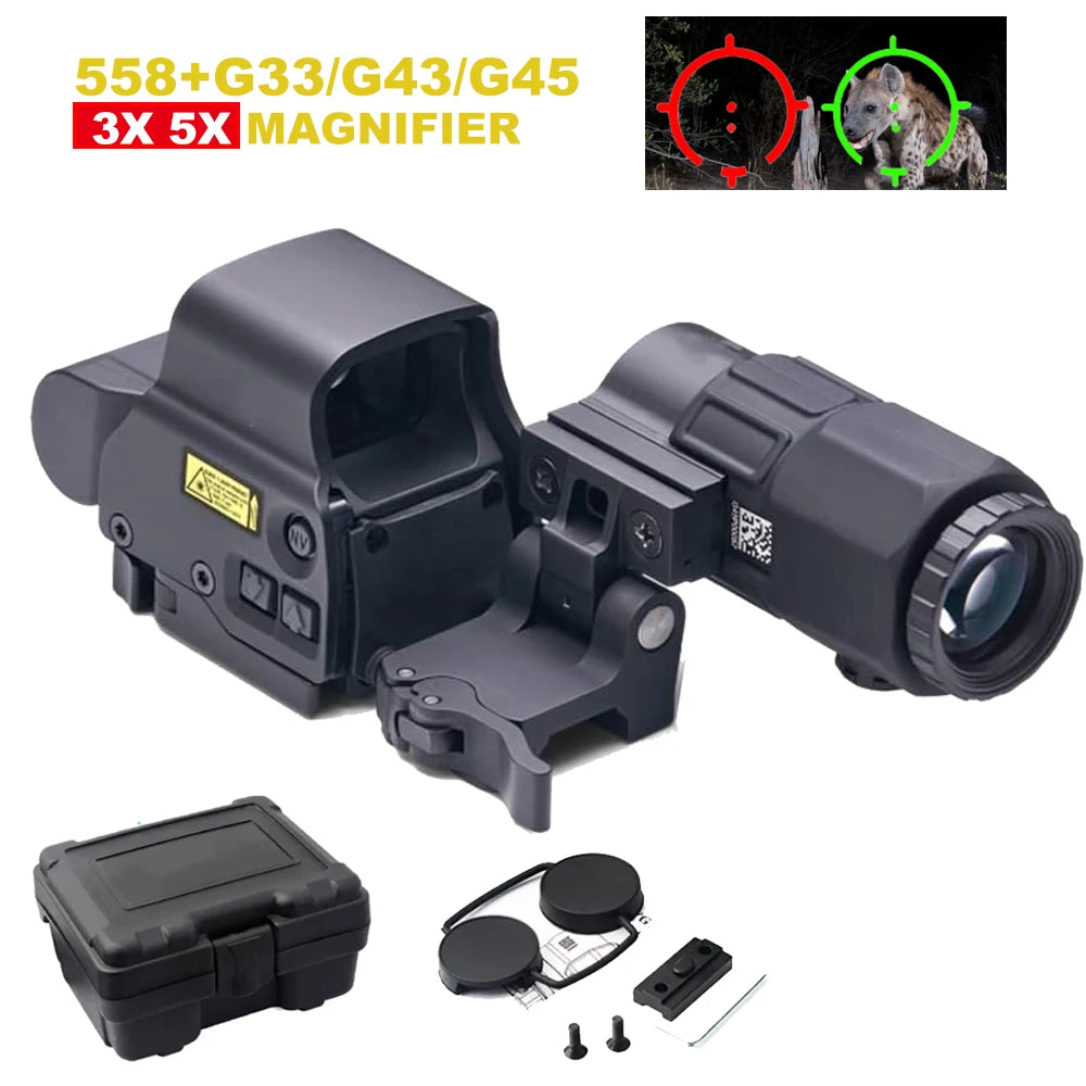 Red Dot Optic Sight Tactical Hunting Gear W/20mm Rail Mounts&Quick Detach Lever