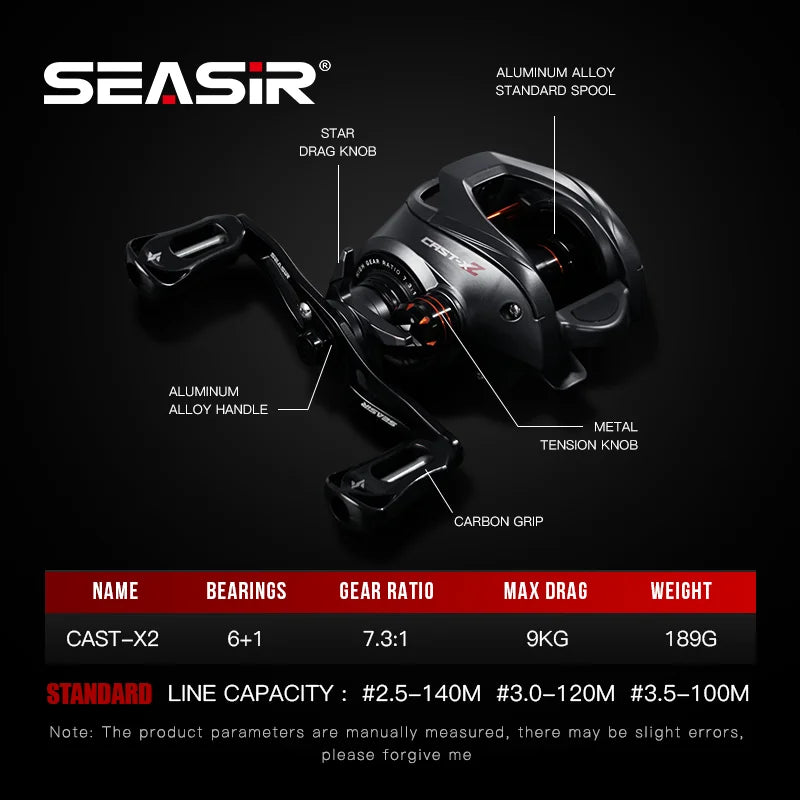 Baitcasting Reel 7.3:1 Hybrid Ceramic Bearing Carbon Fiber Washer