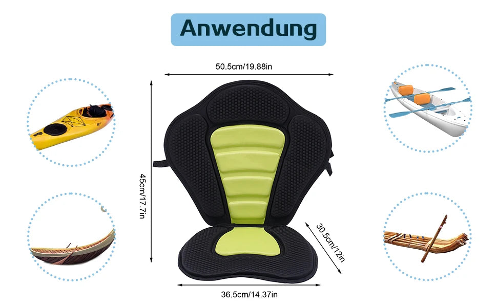 Padded Kayak Seat with Backrest, Fit for Kayaks, Canoes, and Rafts with Storage Bag