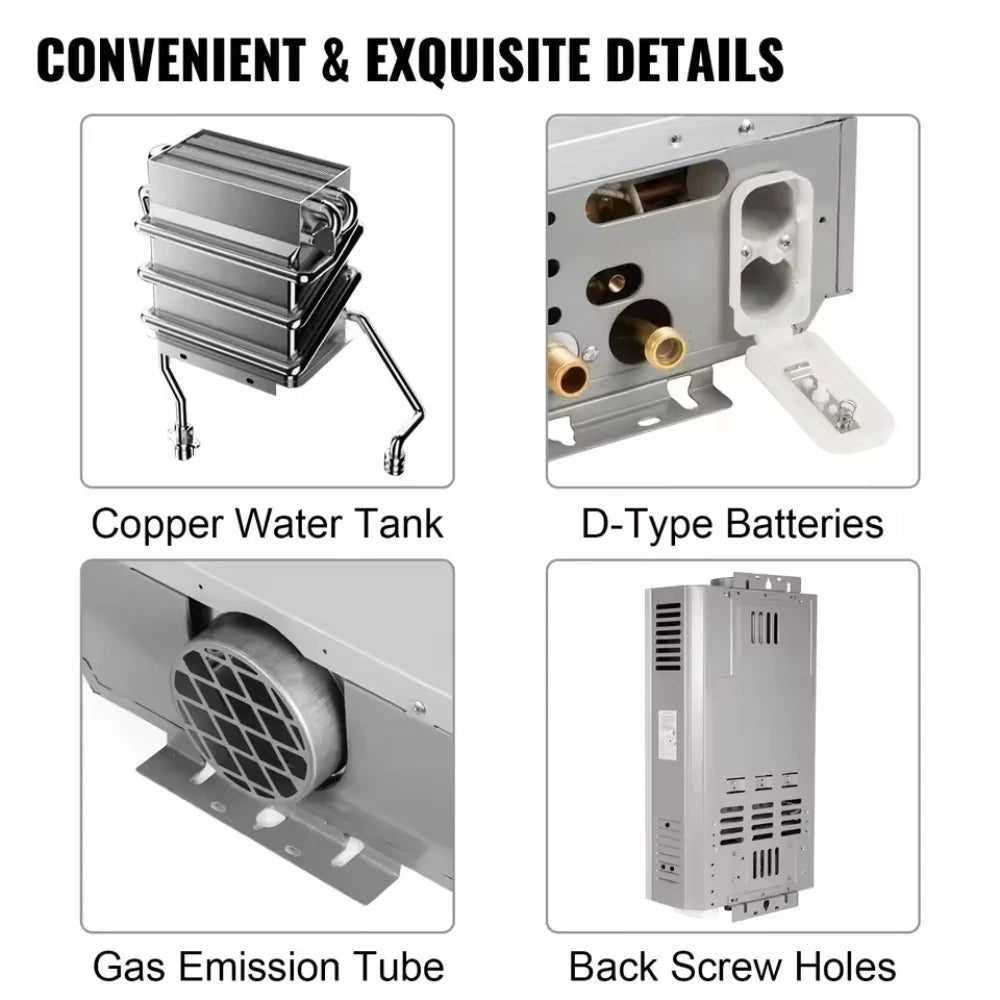 6L-18L LPG Gas Hot Water Heater Propane Gas Stainless Steel Tankless Boiler